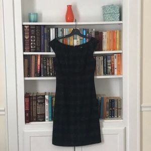 Mossimo Boat Neck Black & Silver Windowpane Plaid Dress Size 2